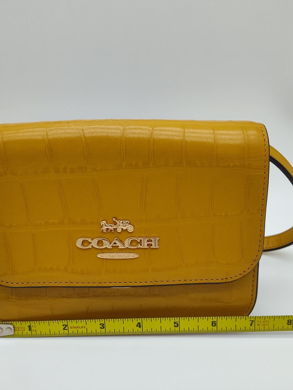 COACH Mini Brynn Crossbody G2179 C5627 NWOT Croc Embossed Mustard Bag - Picture 15 of 16